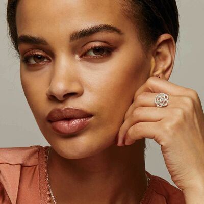 Sterling silver rose of love cz ring - clearance