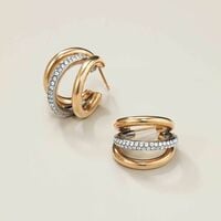 Stainless Steel Luxe Two-Tone CZ Orbit Earrings - FINAL SALE - Thumbnail 1