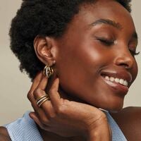 Stainless Steel Luxe Two-Tone CZ Orbit Earrings - FINAL SALE - Thumbnail 2