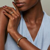 Stainless Steel Luxe Two-Tone CZ Orbit Cuff Bracelet - FINAL SALE - Thumbnail 2