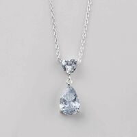 Sterling Silver Stunning Heart Drop CZ Necklace - FINAL SALE - Thumbnail 1