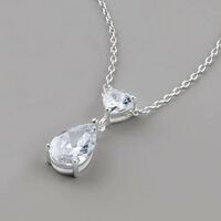 Sterling Silver Stunning Heart Drop CZ Necklace - FINAL SALE - Thumbnail 2