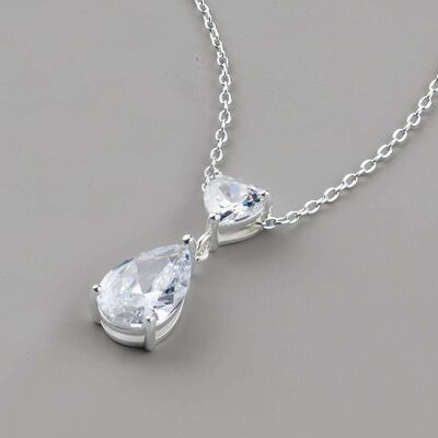Sterling silver stunning heart drop cz necklace - final sale