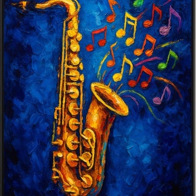 Colorful saxophone music notes - Thumbnail 1