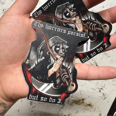 Horrors persist sticker