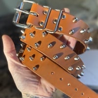 2-1-2 Short British stud belt (British Tan) - Thumbnail 3