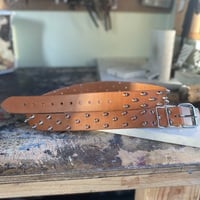 2-1-2 Short British stud belt (British Tan) - Thumbnail 4