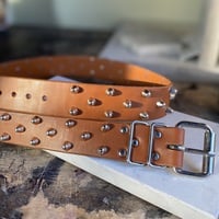2-1-2 Short British stud belt (British Tan) - Thumbnail 5