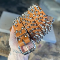 1.5” Chaotic Short British stud belt (British Tan) - Thumbnail 4
