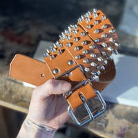 3-2-3 Short British stud belt (British-Tan) - Thumbnail 1