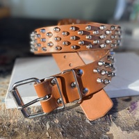 3-2-3 Short British stud belt (British-Tan) - Thumbnail 6