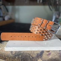 3-2-3 Short British stud belt (British-Tan) - Thumbnail 7