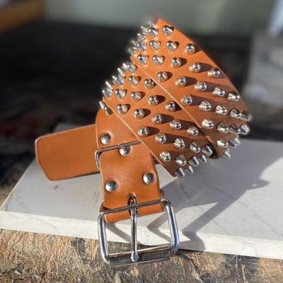 3-2-3 short british stud belt (british-tan)