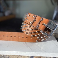 3-2-3 Short British stud belt (British-Tan) - Thumbnail 8
