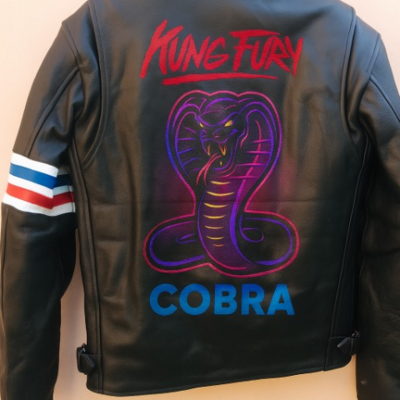 Crafted leather kung fury cobra leather jacket retro 80s inspired cosplay biker motorcycle jacket - Thumbnail 4