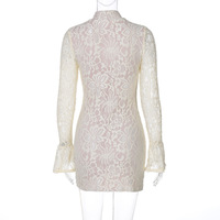 Sexy lace cutout bodycon flared sleeve dress - Thumbnail 3