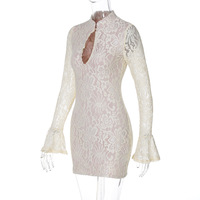 Sexy lace cutout bodycon flared sleeve dress - Thumbnail 4