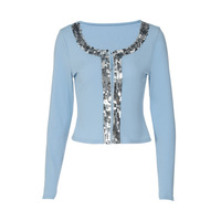Stylish sequined knit cardigan, button-down versatile top - Thumbnail 1