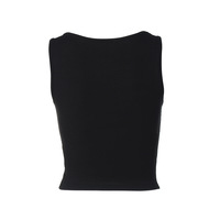 Stylish and unique eyelet-style slim-fitting solid color tank top - Thumbnail 2