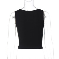 Stylish and unique eyelet-style slim-fitting solid color tank top - Thumbnail 3