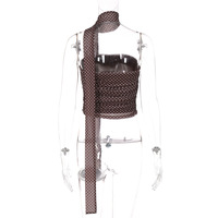 Fashionable and sexy polka dot print slim-fit bandeau top - Thumbnail 1