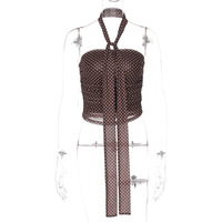 Fashionable and sexy polka dot print slim-fit bandeau top - Thumbnail 2