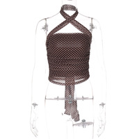 Fashionable and sexy polka dot print slim-fit bandeau top - Thumbnail 3