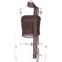 Fashionable and sexy polka dot print slim-fit bandeau top - Thumbnail 4