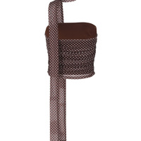 Fashionable and sexy polka dot print slim-fit bandeau top - Thumbnail 6