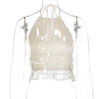 Fashionable and sexy backless pleated tie-up tank top - Thumbnail 5