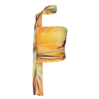 Fashionable printed slim-fit strapless sexy pleated top - Thumbnail 4