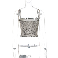 Fashionable printed sexy cropped slim-fit camisole - Thumbnail 4