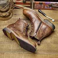 Genuine leather Martin boots men's leather handmade retro cowhide work boots - Thumbnail 4
