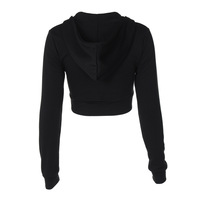 Stylish Cardigan Zipper Hooded Slim Fit Cropped Long-Sleeved Top - Thumbnail 3