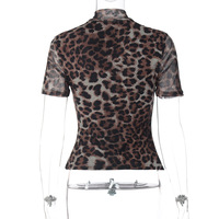 Trendy sexy leopard print short-sleeved top - Thumbnail 1
