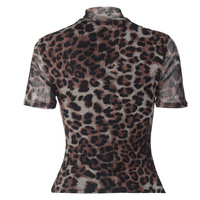Trendy sexy leopard print short-sleeved top - Thumbnail 2