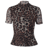 Trendy sexy leopard print short-sleeved top - Thumbnail 3