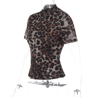 Trendy sexy leopard print short-sleeved top - Thumbnail 6