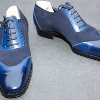 Men's Stylish Wear Navy Blue Dress Handmade Edition Formal Shoes - Thumbnail 1