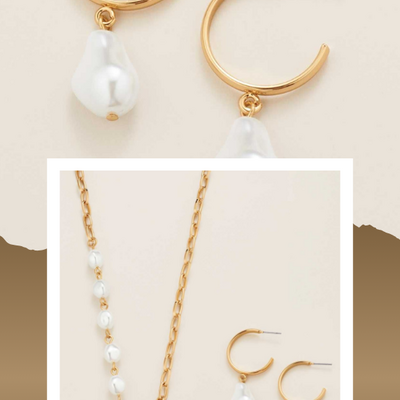Pearly ocean links necklace and earring set - final sale