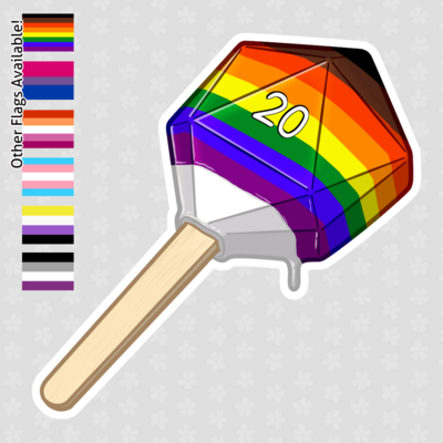 D20 pride flag popsicle stickers | 3x3" die-cut sticker - Thumbnail 1