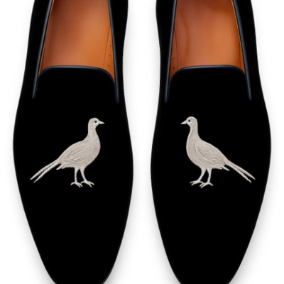 Crafted leather classic black velvet loafers men shoes 