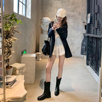 V-shaped thick heel Western boots for women 2 Colors - Thumbnail 4