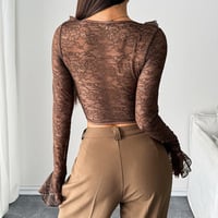 Elastic floral lace underwire fishtail top - Thumbnail 2