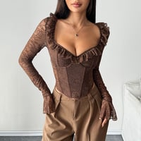 Elastic floral lace underwire fishtail top - Thumbnail 3