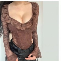 Elastic floral lace underwire fishtail top - Thumbnail 1