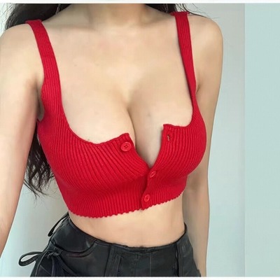 Knitted ribbed button camisole