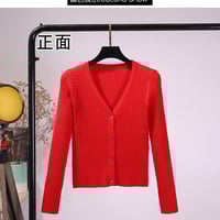 Thin, cropped, ribbed, high-waisted thin sweater - Thumbnail 2