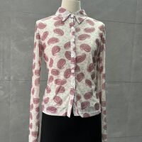 Retro-style slim-fit polo collar long-sleeved shirt - Thumbnail 1