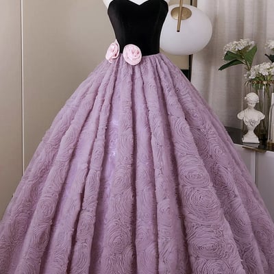 Fashion lavender flower a-line sweetheart backless formal gown - Thumbnail 1